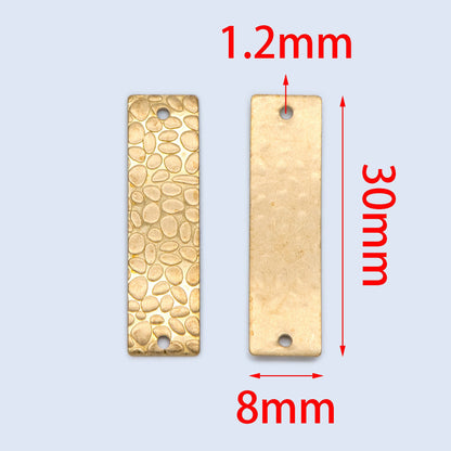 20pcs Raw Brass Rectangle Connectors 30x8mm, Yellow Brass Square Charm Pendants (RB-195)