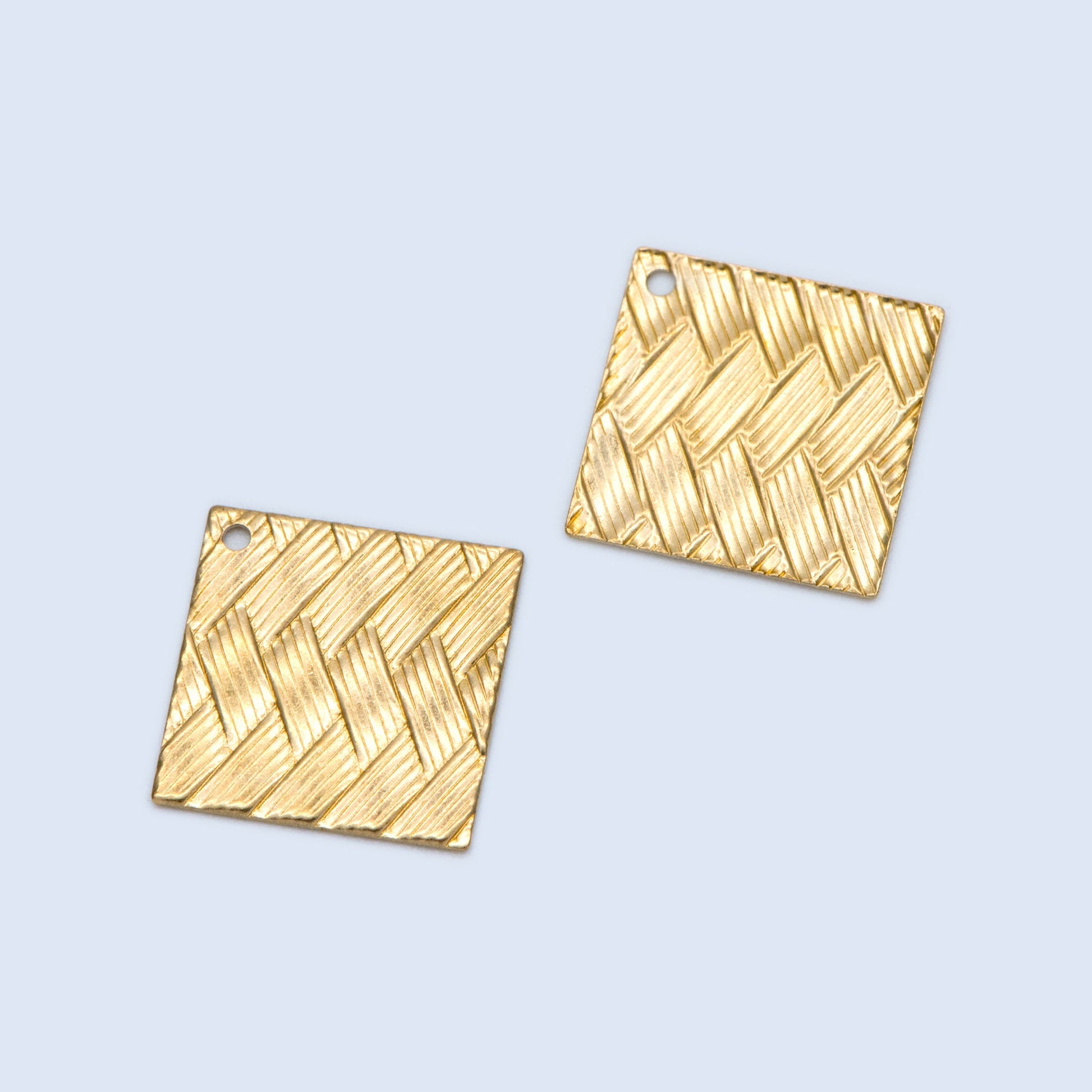 20pcs Raw Brass Square Charm, Geometric Disc Pendants 15mm, Brass Findings Wholesale (RB-192)