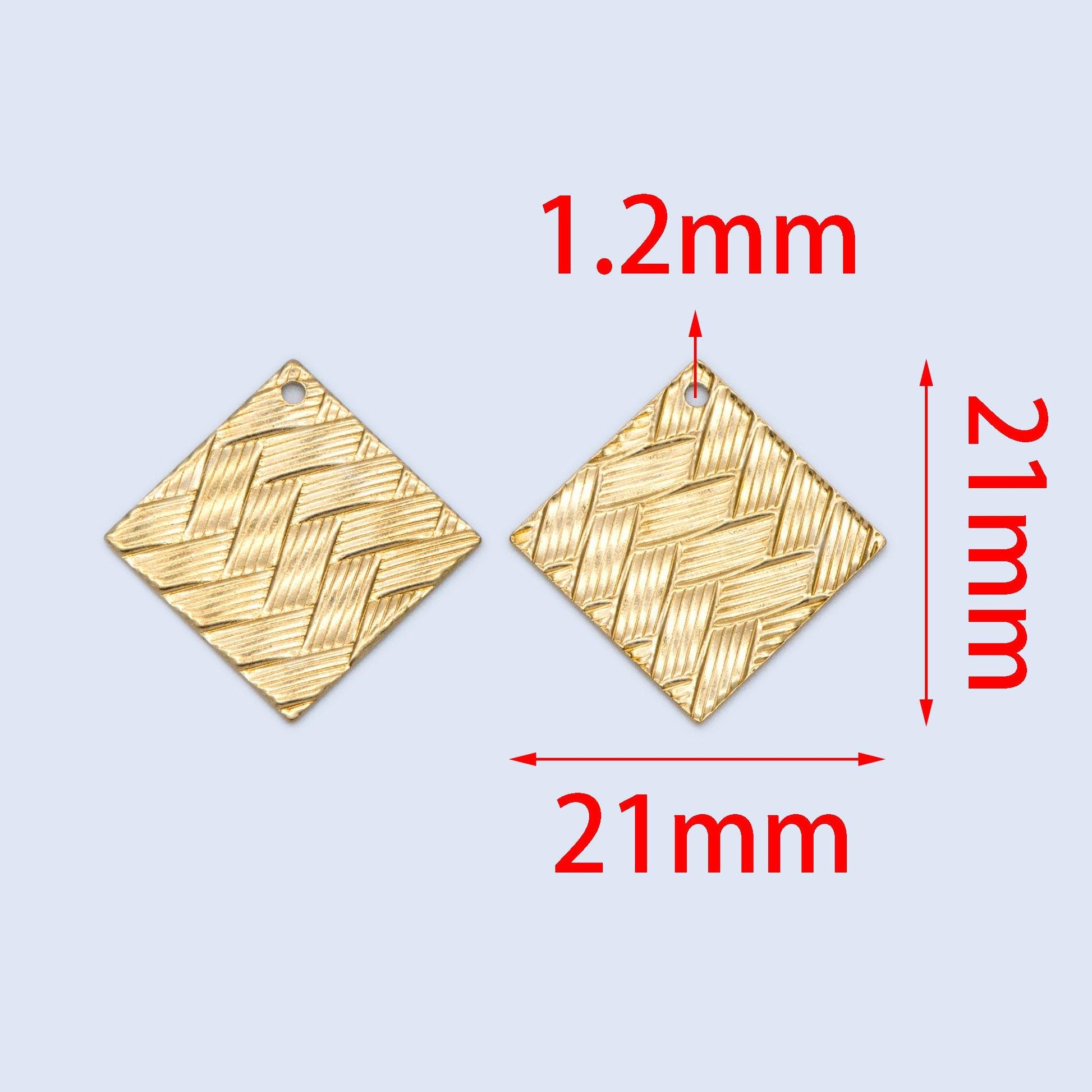 20pcs Raw Brass Square Charm, Geometric Disc Pendants 15mm, Brass Findings Wholesale (RB-192)