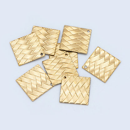 20pcs Raw Brass Square Charm, Geometric Disc Pendants 15mm, Brass Findings Wholesale (RB-192)