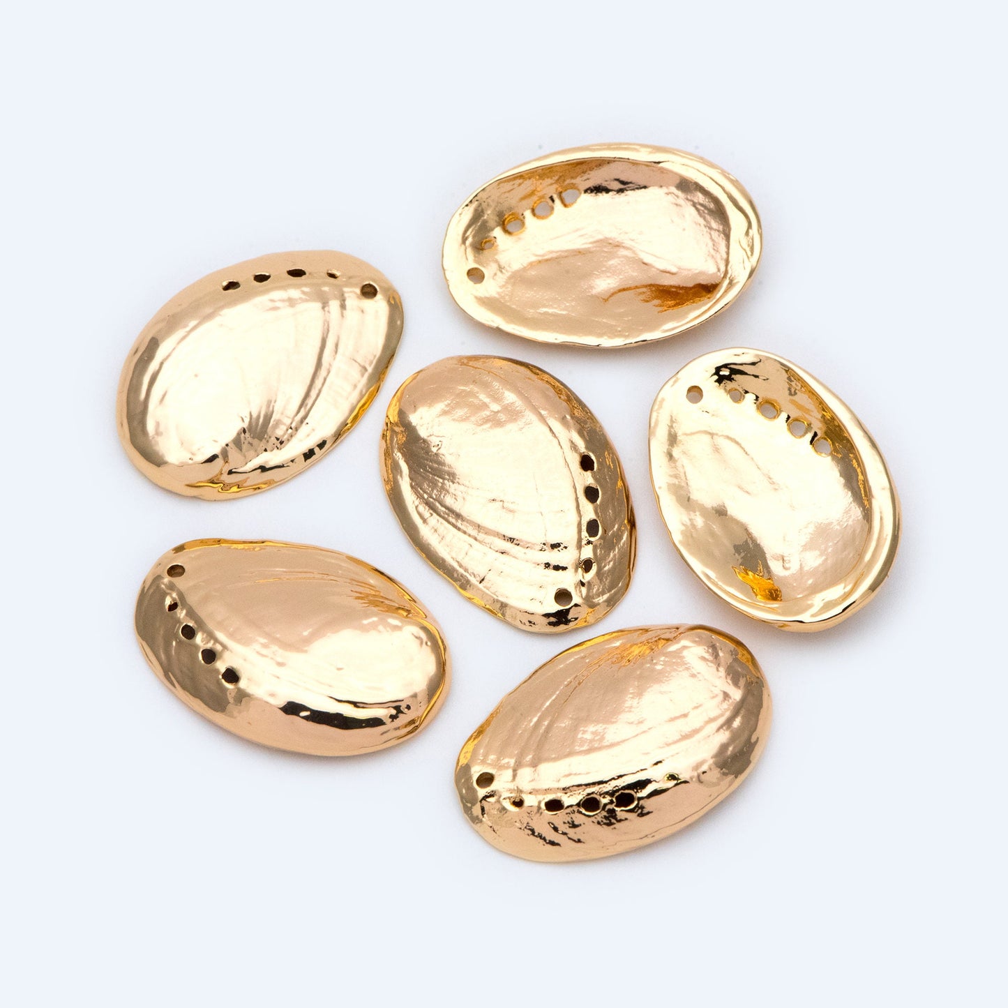 10pcs Gold Seashell Charms 30x20mm, 18K Gold plated Brass, Abalone shell Pendants (GB-2680-I)
