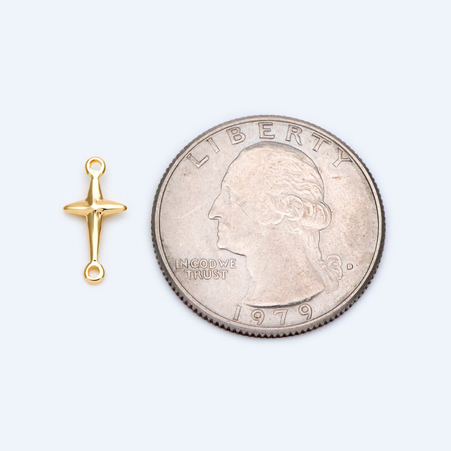 10pcs Gold Cross Charm Connector 13.5mm, 18K Gold plated Brass Cross Pendant (GB-1397)
