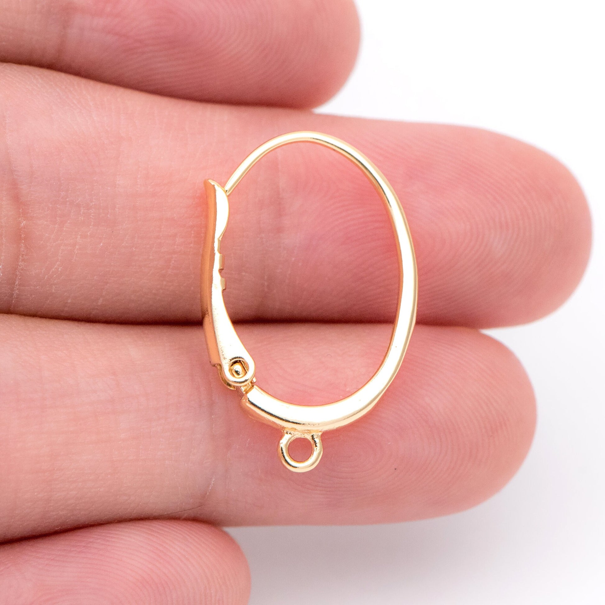 10pcs Gold/ Silver tone Oval Leverback Ear Hooks, Gold/ Rhodium plated on Brass, Earring Hoop Components (GB-1457)