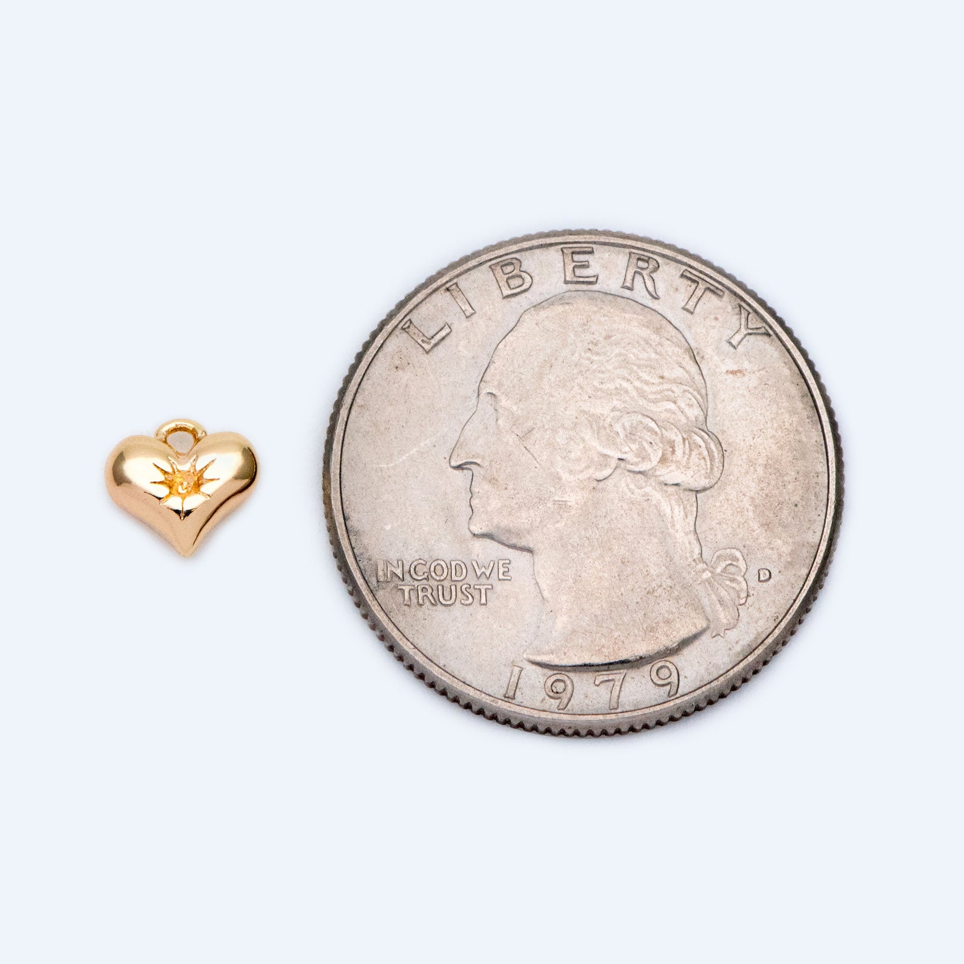 4pcs Gold Heart Charm 7.5x7mm, 18K Gold plated Brass, Jewelry Supply (GB-2782-B)