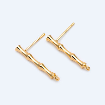 10pcs Gold/ Silver Tone Bar Ear Studs 24mm, Gold plated Brass Stick Earrings (#GB-1460)