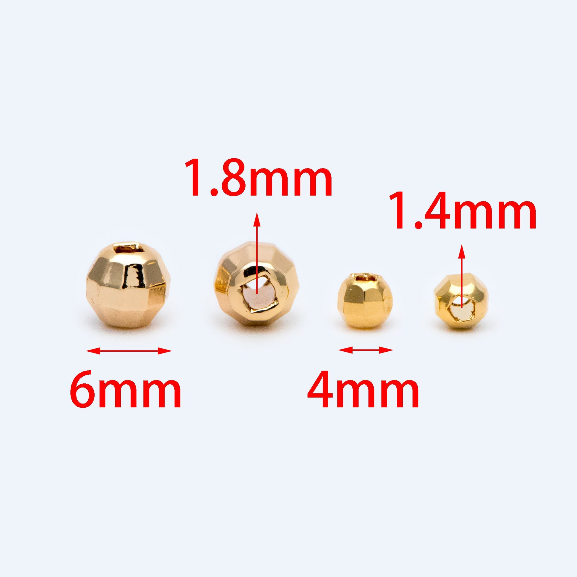 20pcs Gold plated Brass Faceted Spacer Beads 4/6mm, Jewelry Supply (GB-1400)