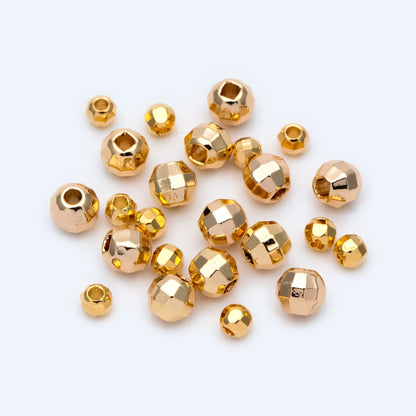 20pcs Gold plated Brass Faceted Spacer Beads 4/6mm, Jewelry Supply (GB-1400)
