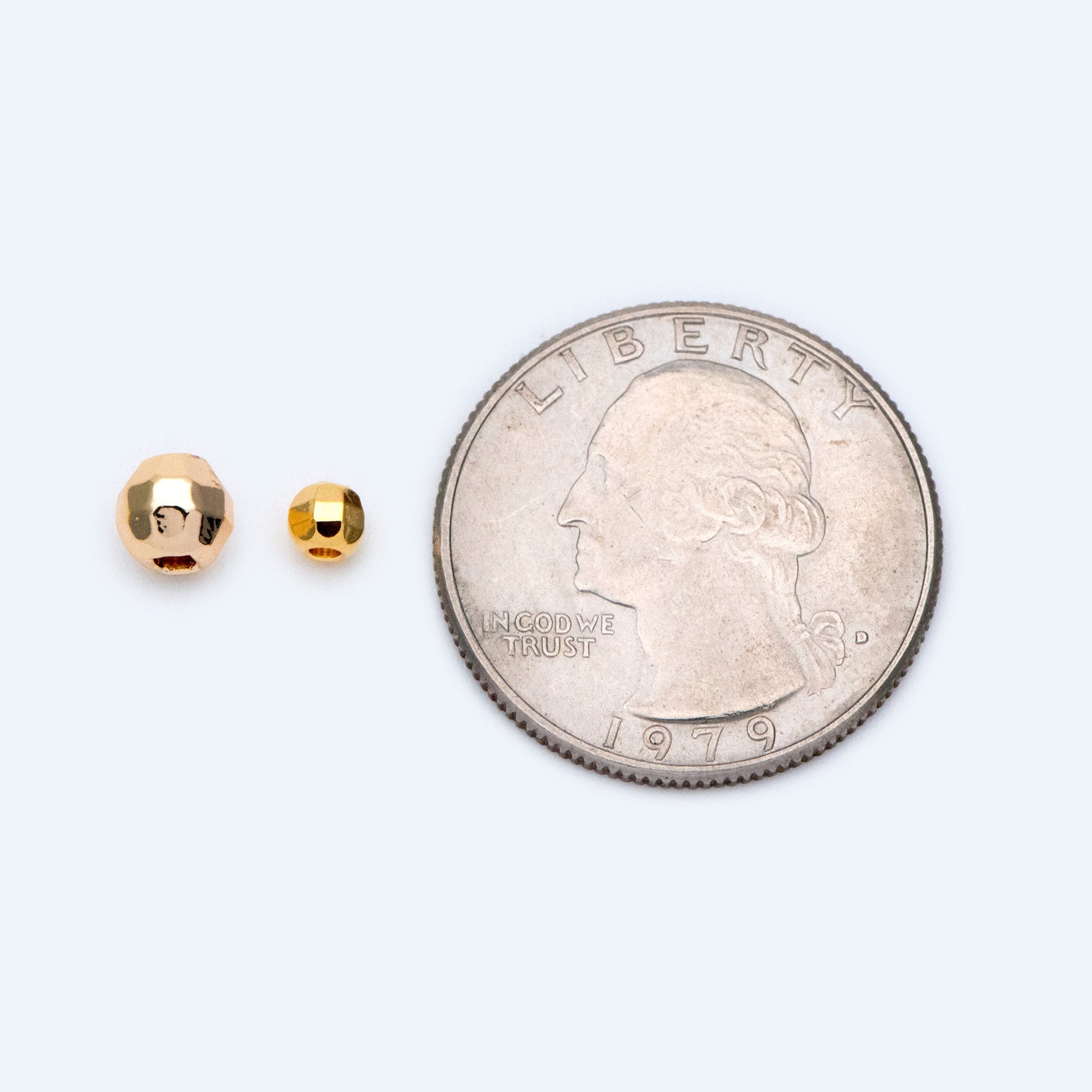 20pcs Gold plated Brass Faceted Spacer Beads 4/6mm, Jewelry Supply (GB-1400)