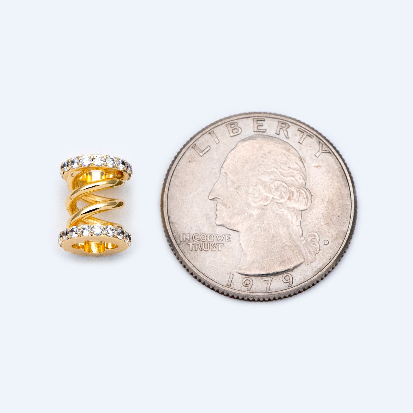 4pcs CZ Pave Tubular Charms: Gold/ Rhodium Plated Brass Pendants (GB-1412-1)