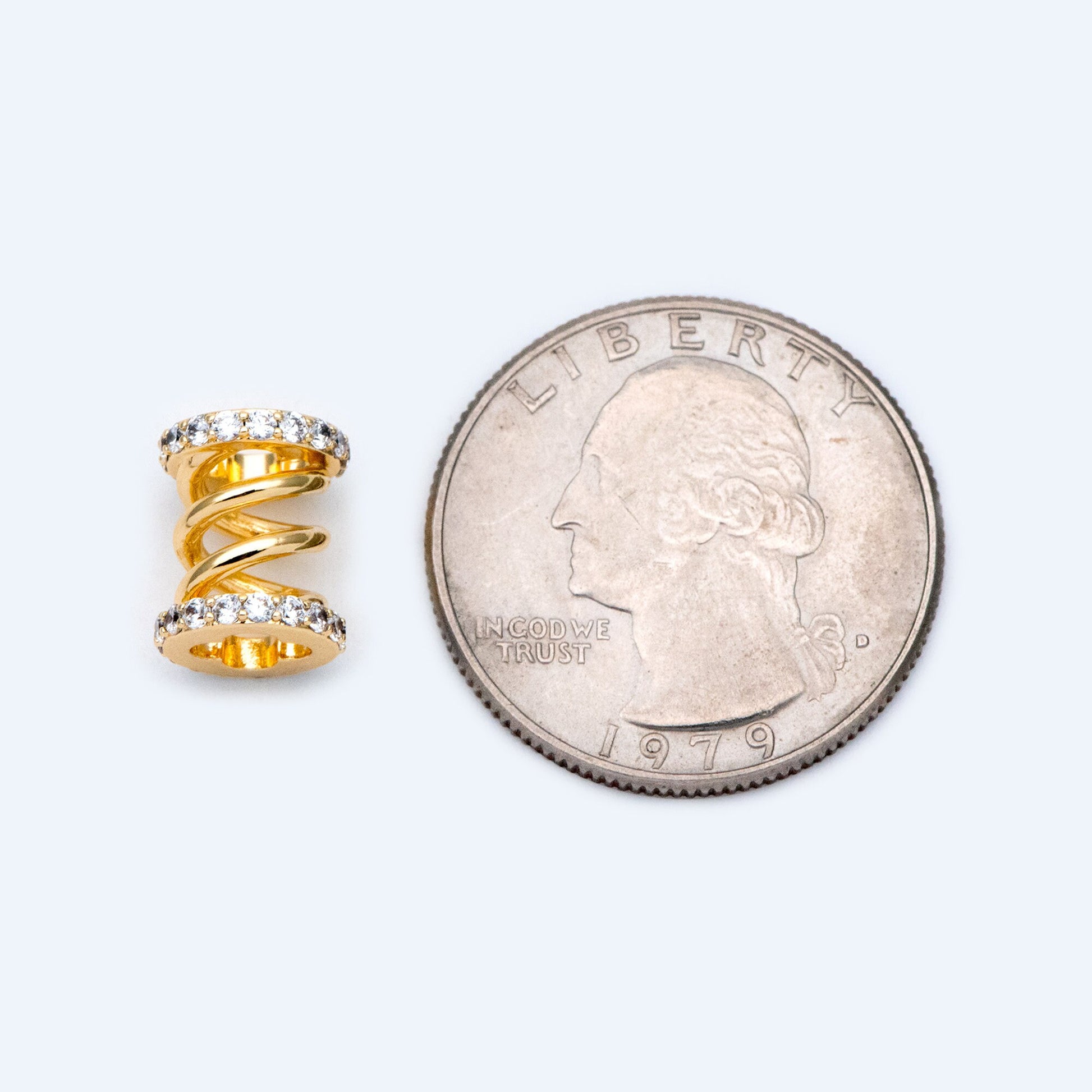 4pcs CZ Pave Tubular Charms: Gold/ Rhodium Plated Brass Pendants (GB-1412-1)