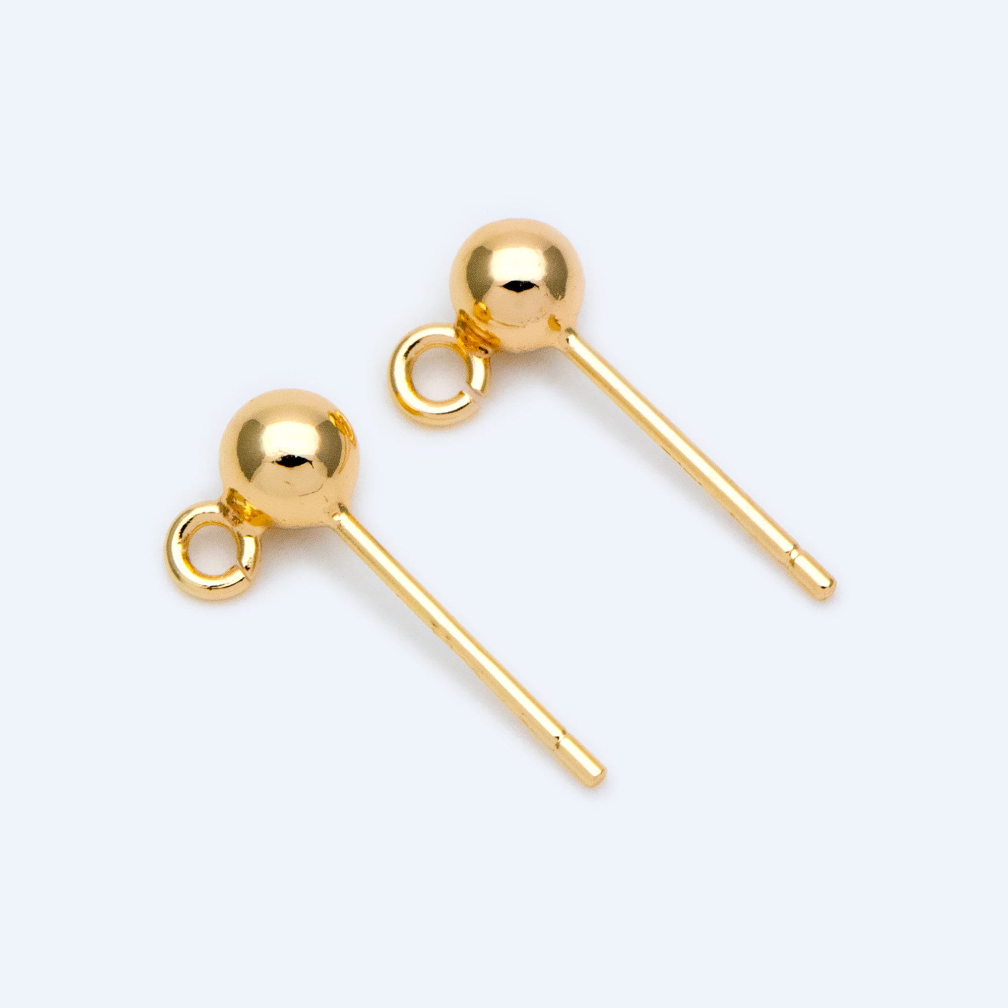 20pcs Gold/ Silver Tone Ball Stud Earring with .925 Pin, Gold/ Rhodium plated Brass Ear Posts, 4 Ball Size (GB-1481)