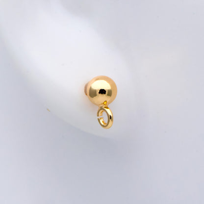 20pcs Gold/ Silver Tone Ball Stud Earring with .925 Pin, Gold/ Rhodium plated Brass Ear Posts, 4 Ball Size (GB-1481)