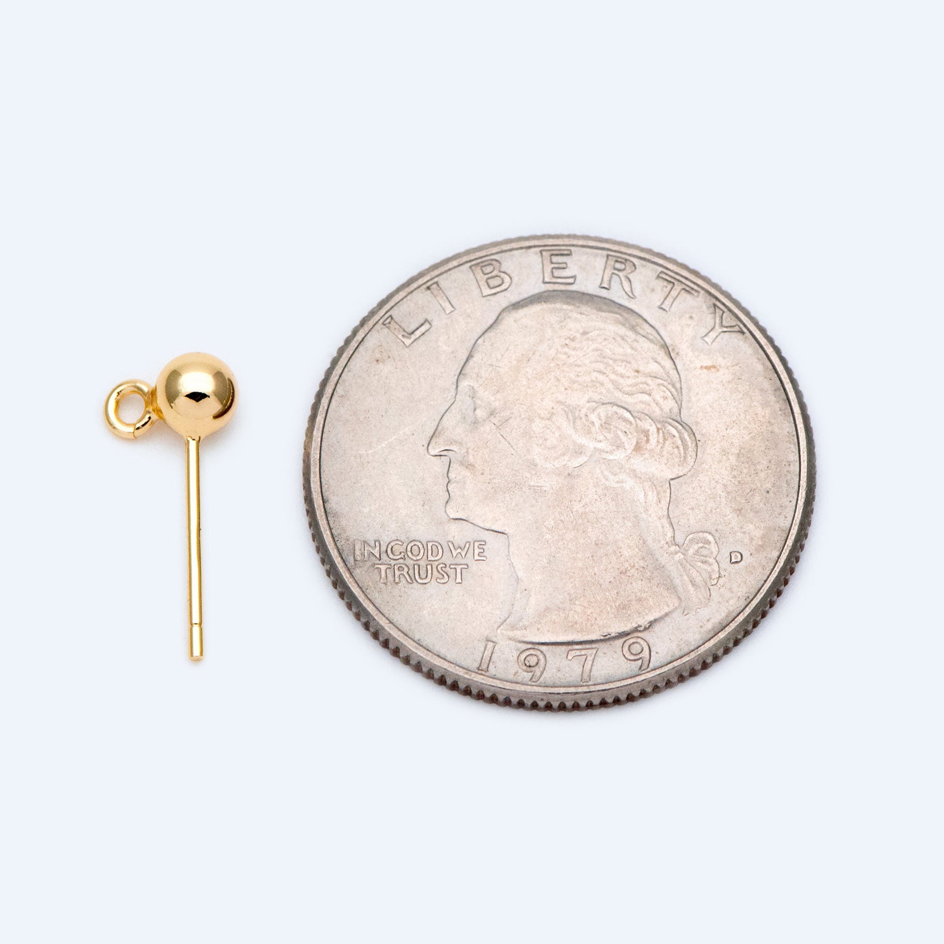 20pcs Gold/ Silver Tone Ball Stud Earring with .925 Pin, Gold/ Rhodium plated Brass Ear Posts, 4 Ball Size (GB-1481)
