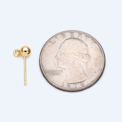 20pcs Gold/ Silver Tone Ball Stud Earring with .925 Pin, Gold/ Rhodium plated Brass Ear Posts, 4 Ball Size (GB-1481)