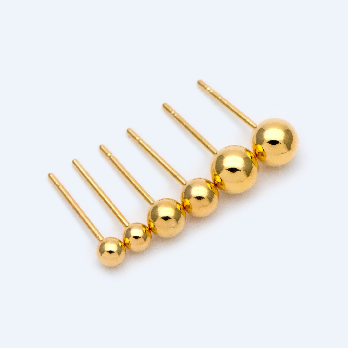 20pcs Gold/ Silver tone Ball Stud Earrings 3/ 4/ 5mm, Gold/ Rhodium plated Brass Simlpe Earring (GB-1479)