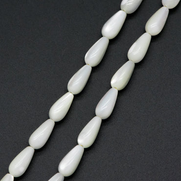 White Mother of Pearl Shell Teardrop Beads 5x12mm, Top Drilled Tube MOP beads -(#V1359) Full strand