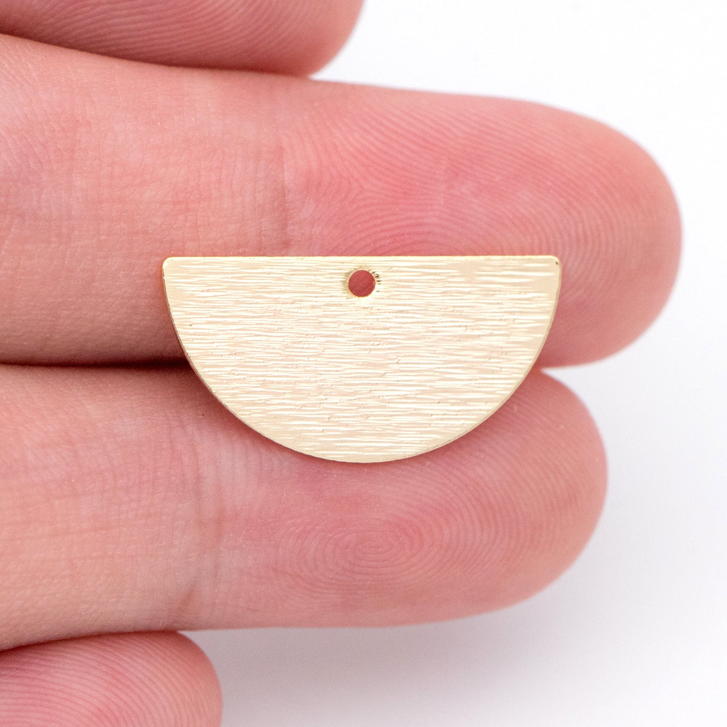 10pcs Brushed Gold/ Silver Semicircle Charms 21/ 24mm, Geometric Disc Coins, Semi Round Pendants (GB-3817)