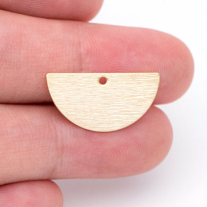 10pcs Brushed Gold/ Silver Semicircle Charms 21/ 24mm, Geometric Disc Coins, Semi Round Pendants (GB-3817)