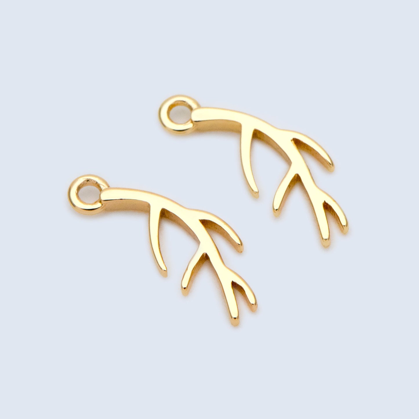 10pcs Gold Branch Charms 13.5mm, 18K Gold plated Brass Branch Pendants (GB-1421)