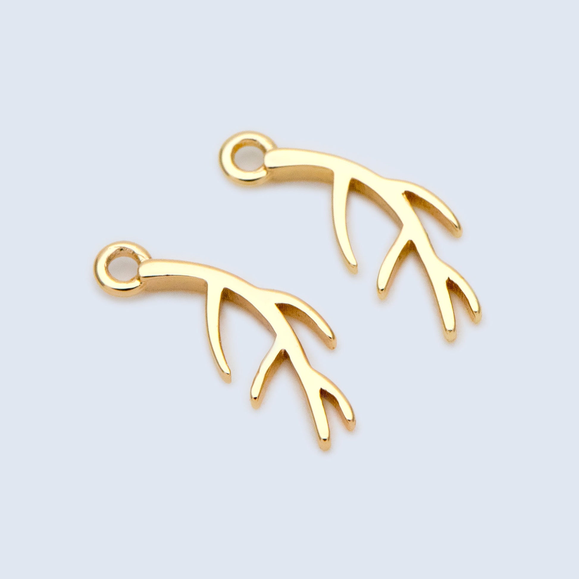 10pcs Gold Branch Charms 13.5mm, 18K Gold plated Brass Branch Pendants (GB-1421)