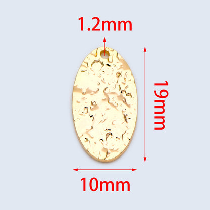 10pcs Gold Oval Disc Pendants 19x10mm, Gold plated Brass Geometric Hammered Charms (GB-1422-H)