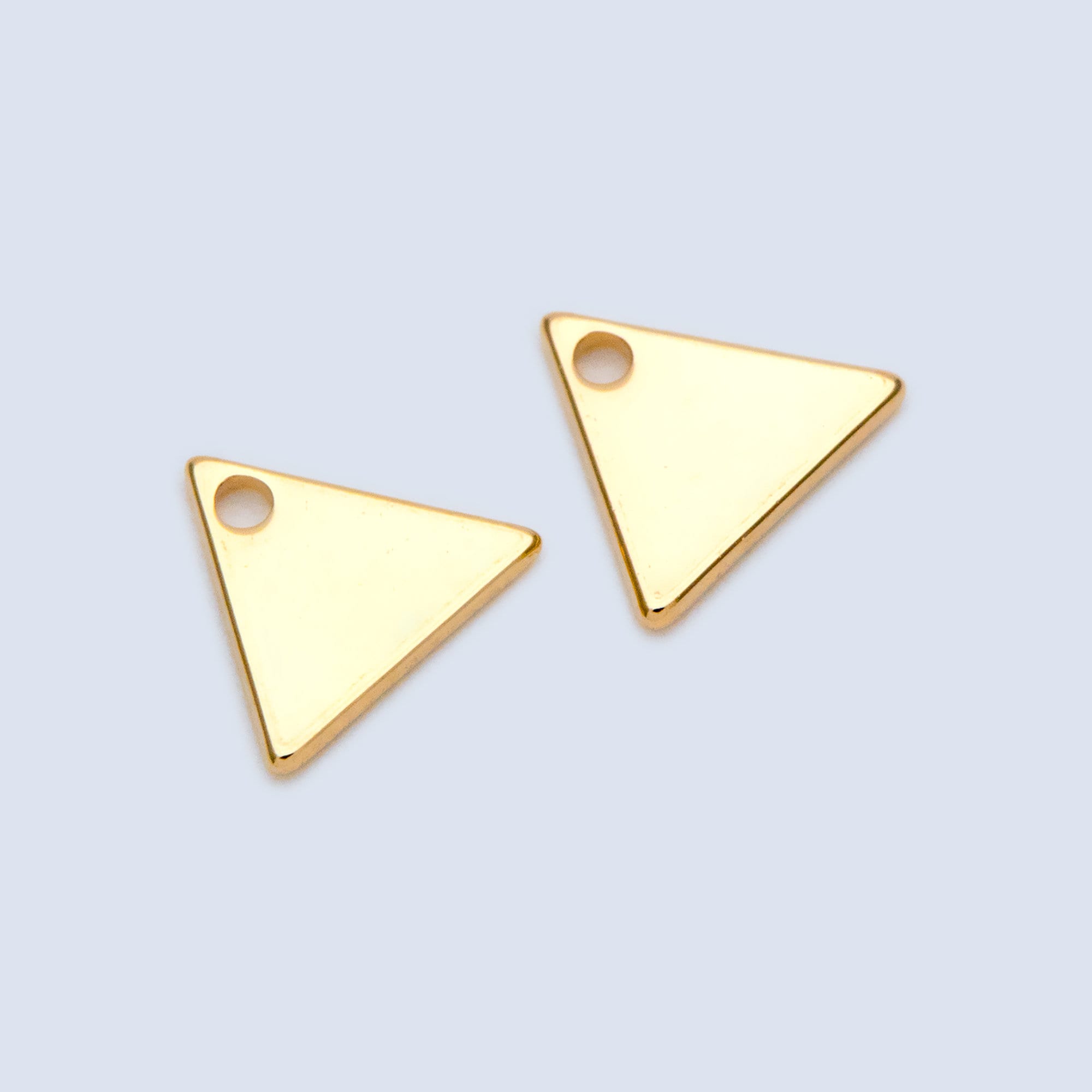 10pcs Gold plated Brass Triangle Charms 8.6mm, Geometric Triangle Disc Pendants (GB-1426)