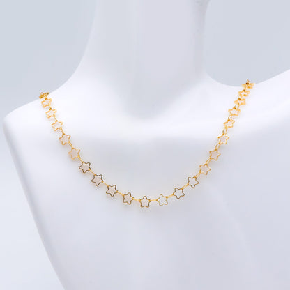 Gold/ Silver Tone Star Chain 5mm, Gold/ Rhodium plated Brass, Star Link Chains Wholesale (#LK-210)/ 1 Meter=3.3 ft