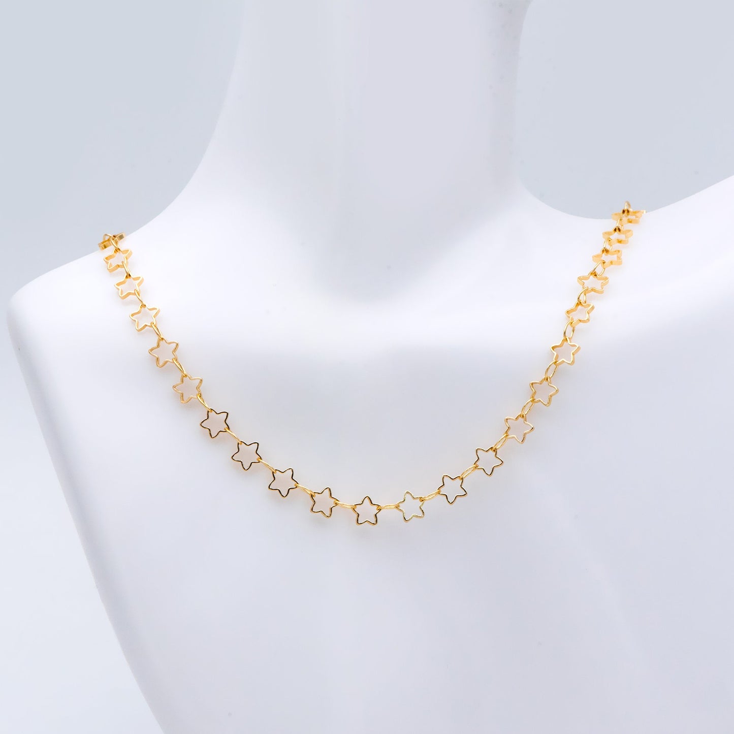 Gold/ Silver Tone Star Chain 5mm, Gold/ Rhodium plated Brass, Star Link Chains Wholesale (#LK-210)/ 1 Meter=3.3 ft
