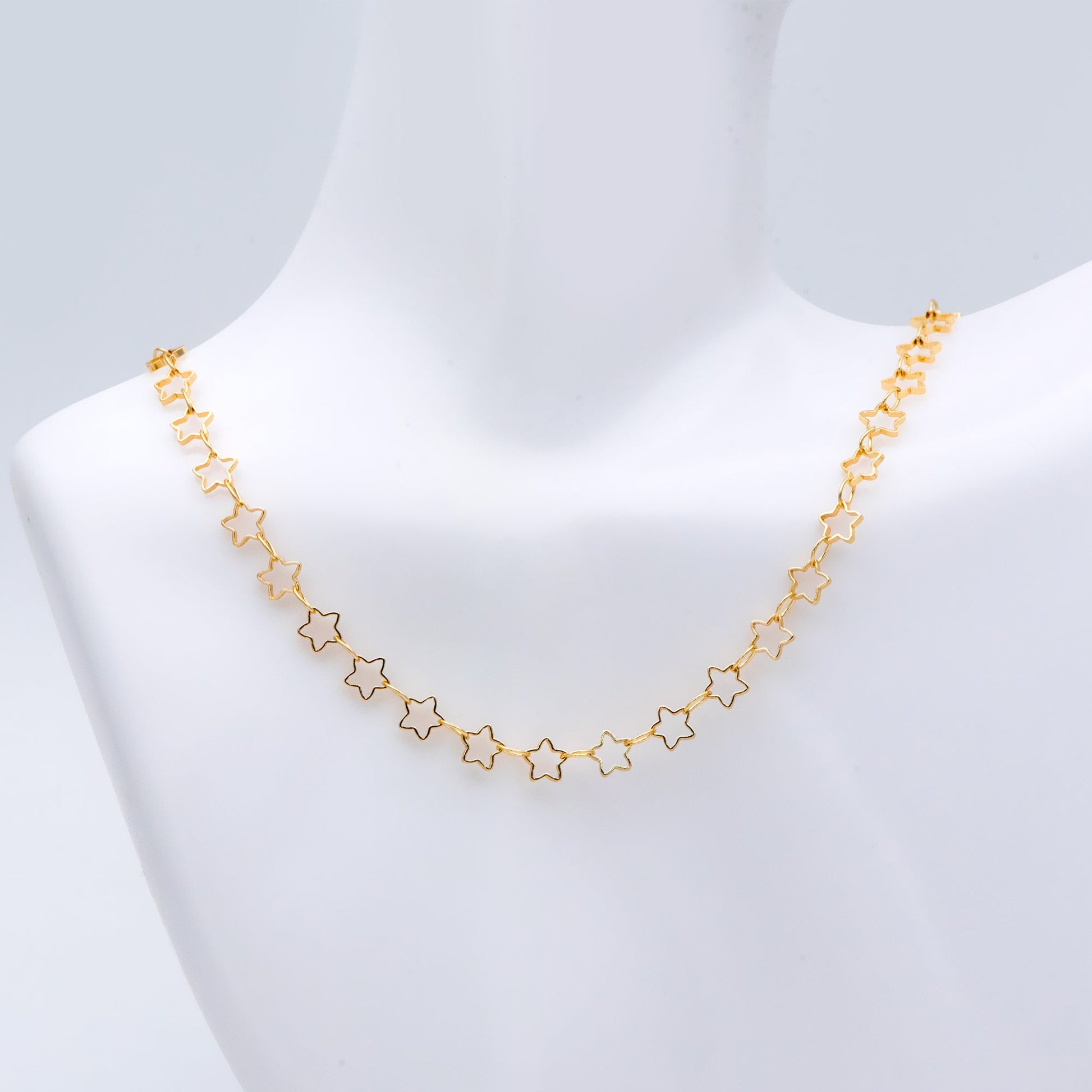 Gold/ Silver Tone Star Chain 5mm, Gold/ Rhodium plated Brass, Star Link Chains Wholesale (#LK-210)/ 1 Meter=3.3 ft