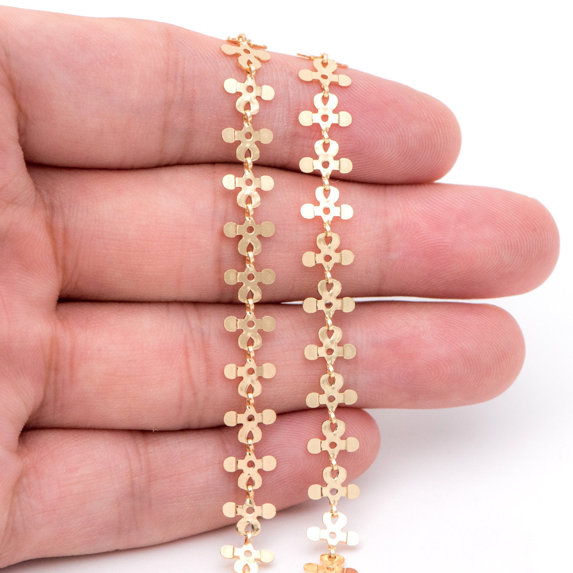 18K Gold plated Brass Link Chains 7mm (#LK-407)/ 1 Meter=3.3 ft