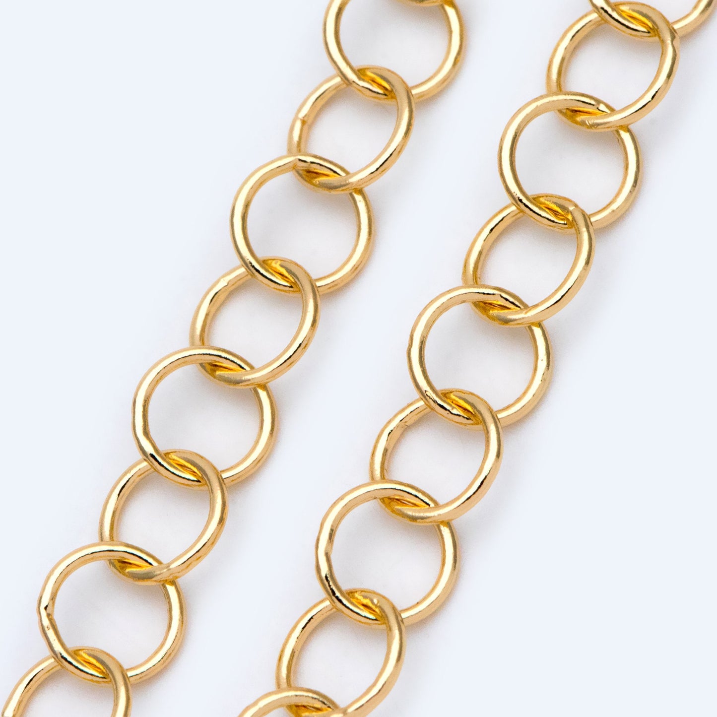 Gold/ Silver/ Rose Gold Round Loop Chain 8mm, 18K Real Gold/ Rhodium plated Brass, Circle Link Chains (#LK-413)/ 1 Meter=3.3ft