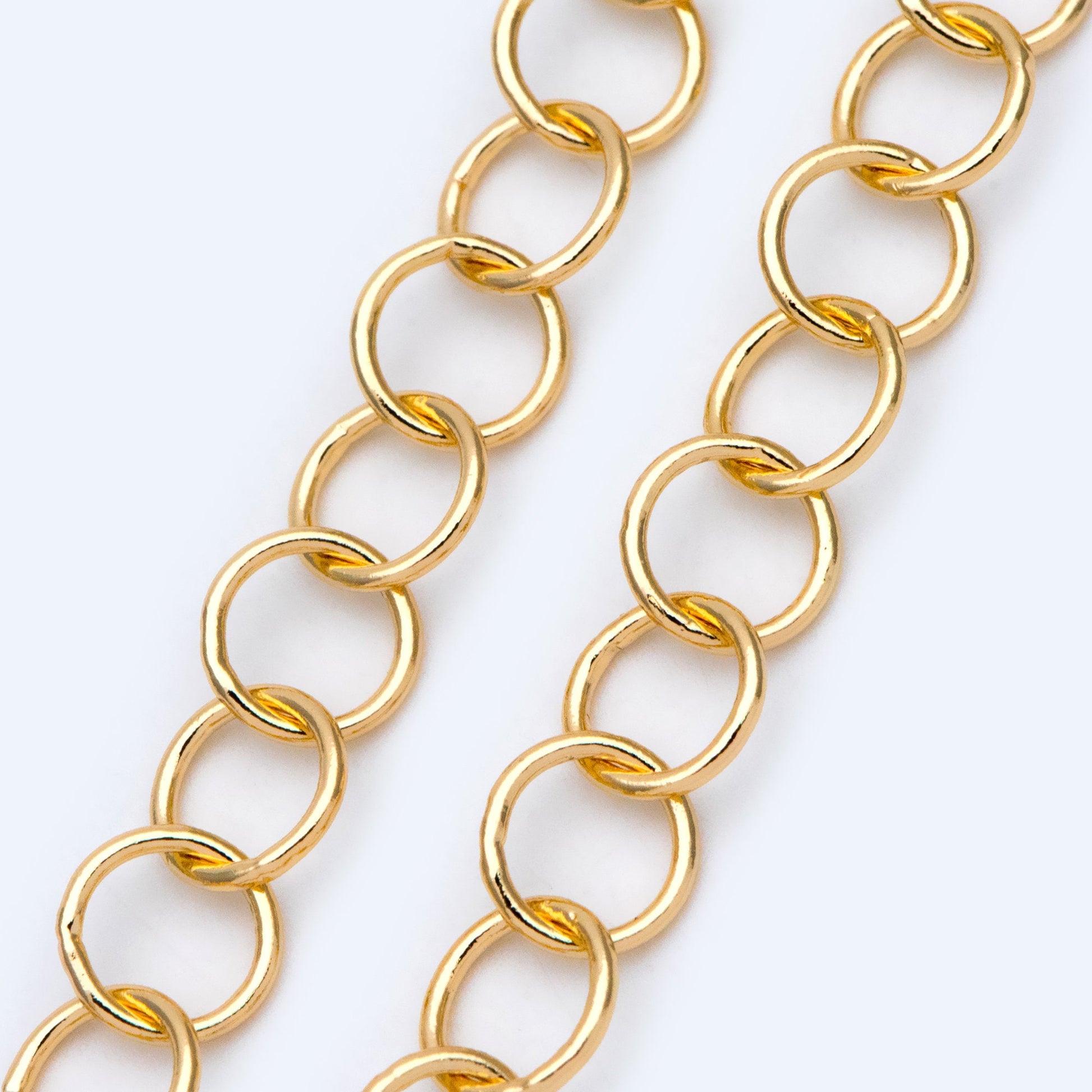 Gold/ Silver/ Rose Gold Round Loop Chain 8mm, 18K Real Gold/ Rhodium plated Brass, Circle Link Chains (#LK-413)/ 1 Meter=3.3ft