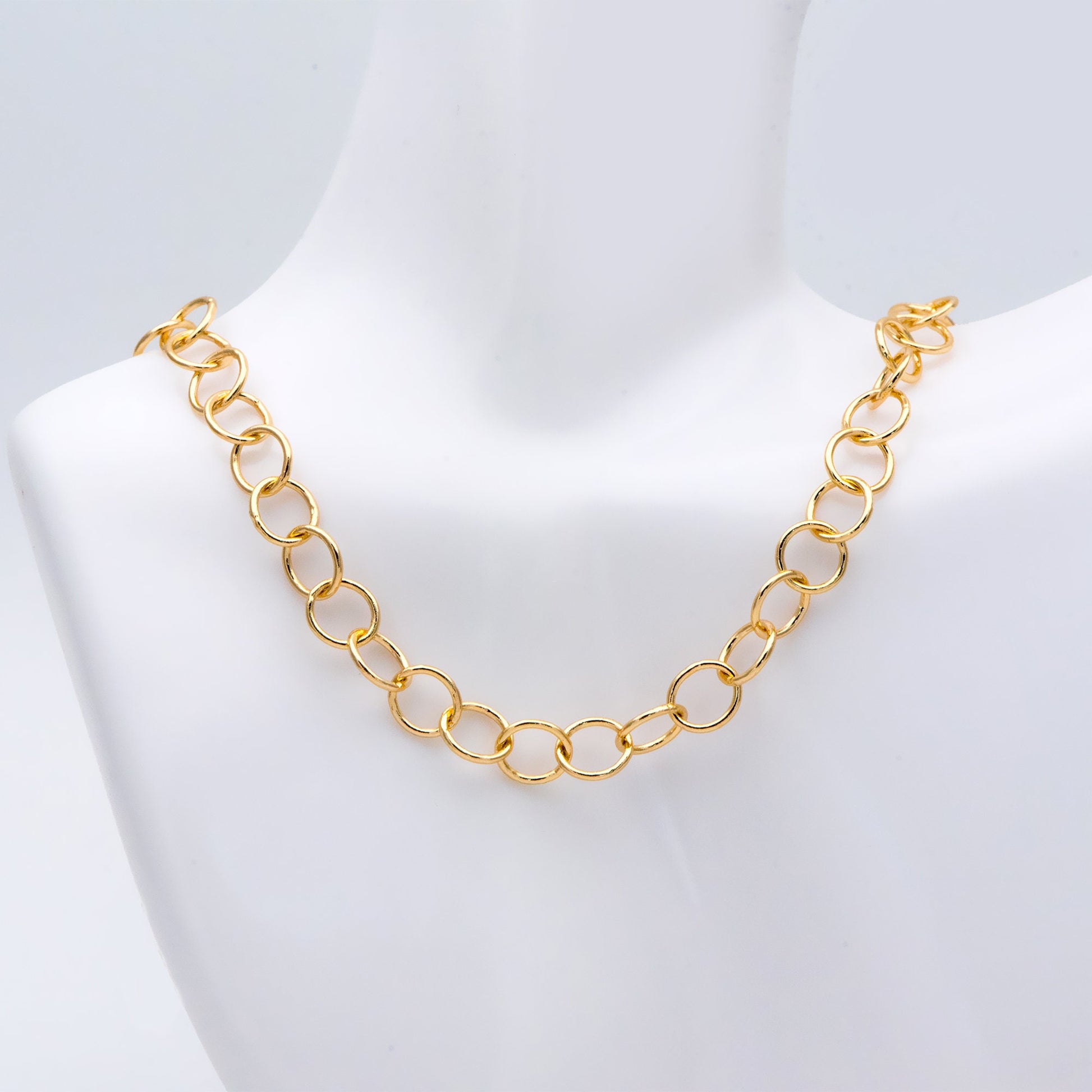 Gold/ Silver/ Rose Gold Round Loop Chain 8mm, 18K Real Gold/ Rhodium plated Brass, Circle Link Chains (#LK-413)/ 1 Meter=3.3ft