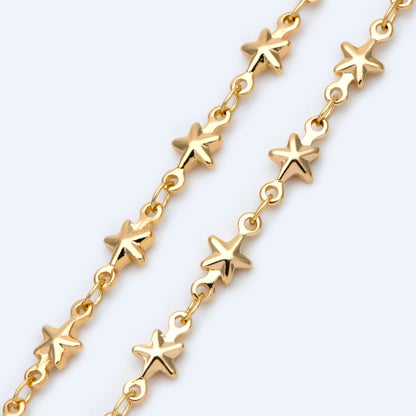 Gold Star Chain, 18K Real Gold plated Brass Chain, Quality Chain for Necklace Wholesale (#LK-418)/ 1 Meter=3.3ft
