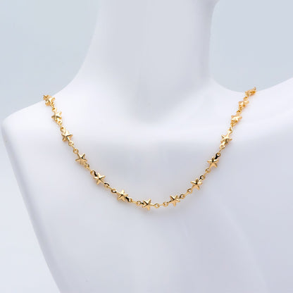 Gold Star Chain, 18K Real Gold plated Brass Chain, Quality Chain for Necklace Wholesale (#LK-418)/ 1 Meter=3.3ft