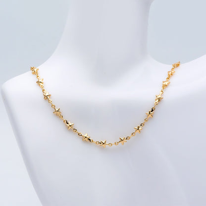 Gold Star Chain, 18K Real Gold plated Brass Chain, Quality Chain for Necklace Wholesale (#LK-418)/ 1 Meter=3.3ft