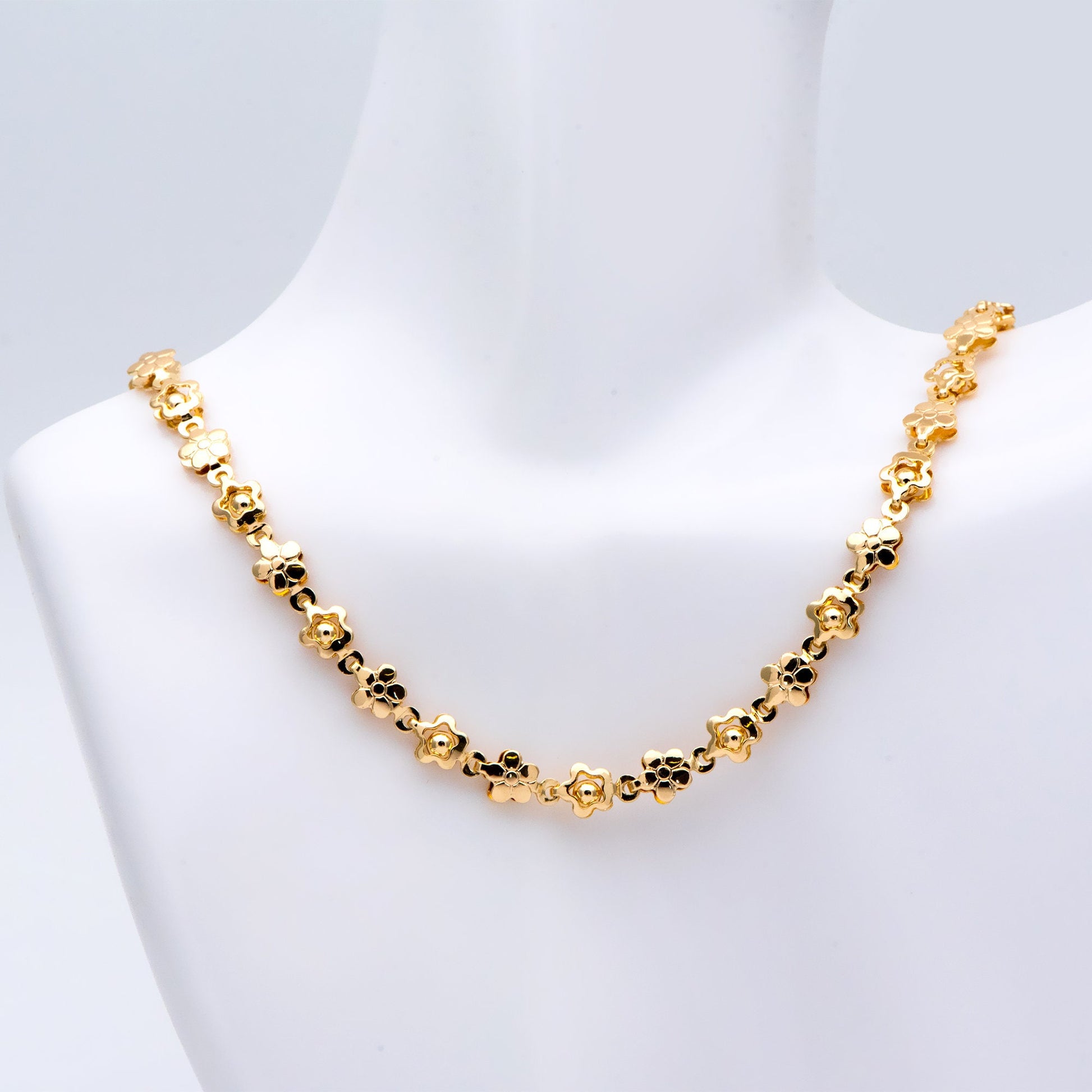 Gold Beaded Flower Chain 5.8mm, 18K Gold plated Brass, Quality Chain for DIY Jewelry (#LK-416)/ 1 Meter=3.3 ft