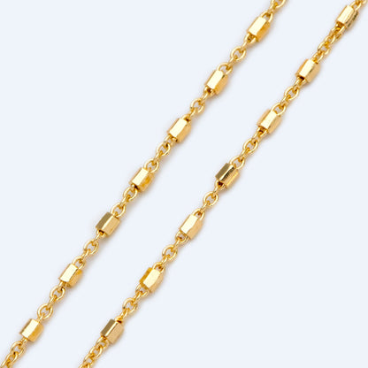 Gold plated Brass Hexagonal Tube Chains 1.6mm, DIY Chain Wholesale, Jewelry Supply (#LK-403)/ 1 Meter=3.3 ft