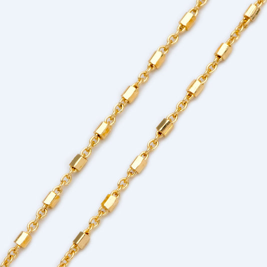 Gold plated Brass Hexagonal Tube Chains 1.6mm, DIY Chain Wholesale, Jewelry Supply (#LK-403)/ 1 Meter=3.3 ft