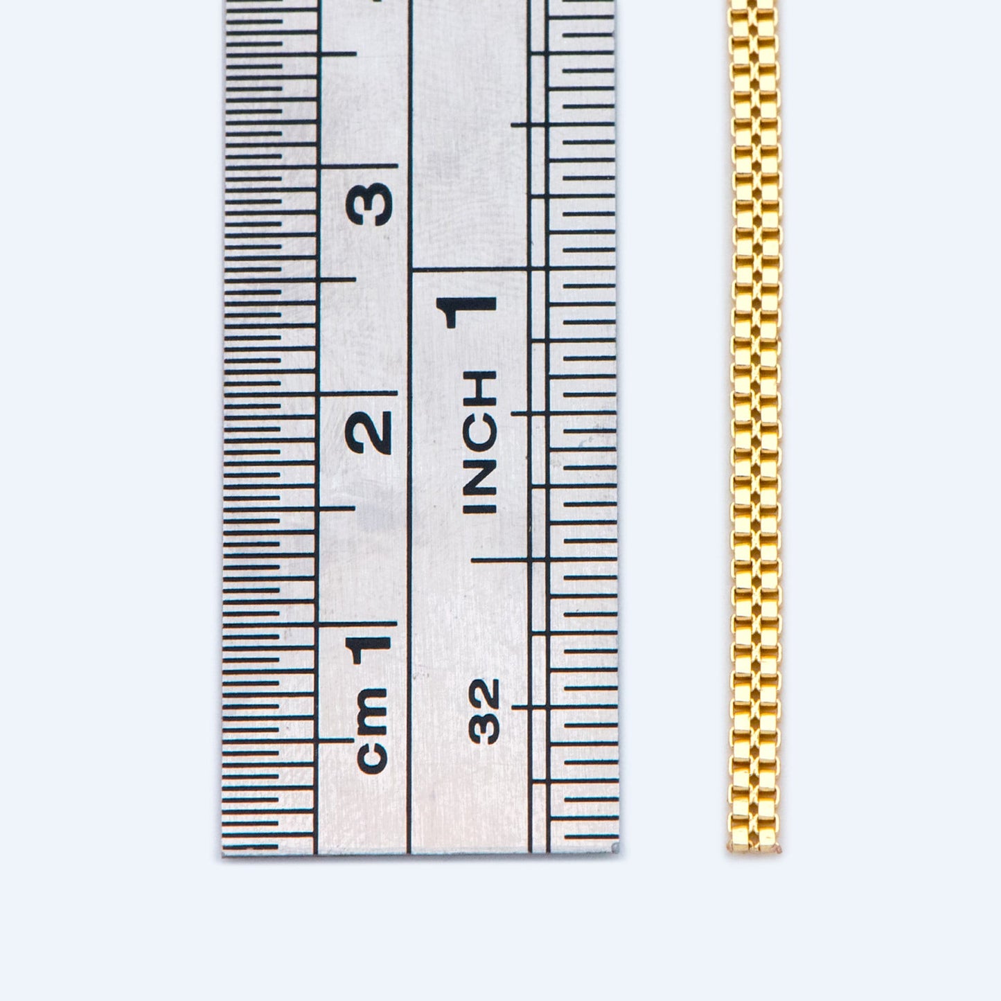 Gold plated Brass Flat Box Chain 2x1mm, Wholesale Craft Supplies Findings (#LK-410)/ 1 Meter=3.3 ft