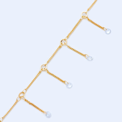 Gold Cable Chains with Clear CZ, Gold plated Brass Chain Wholesale, Jewelry Supply(#LK-420)/ 1 Meter=3.3 ft