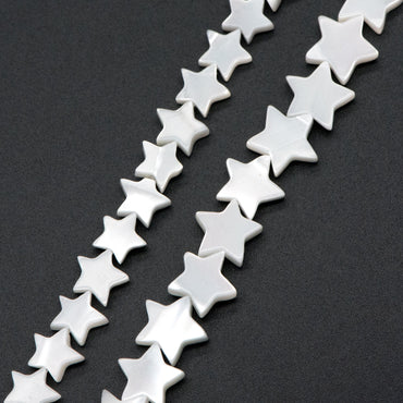 White Mother of Pearl Shell Star beads 8/ 10mm (BK-011)/ full strand