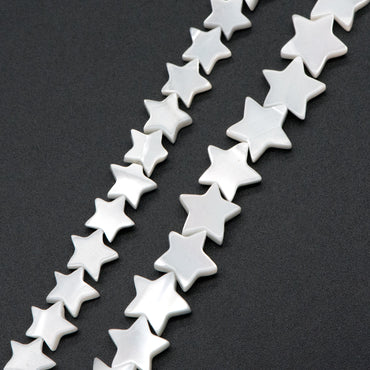 White Mother of Pearl Shell Star beads 8/ 10mm (BK-011)/ full strand