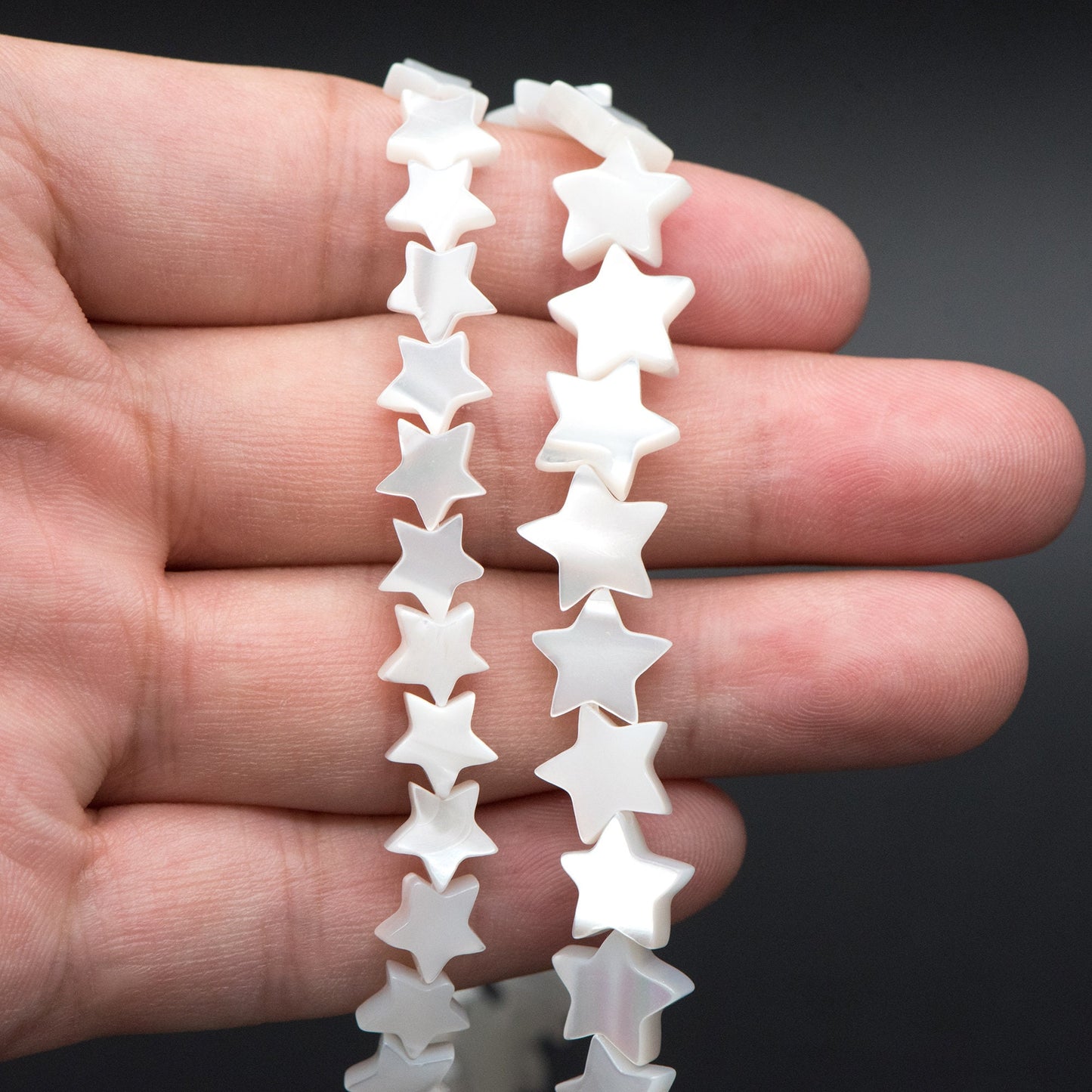 White Mother of Pearl Shell Star beads 8/ 10mm (V1367)/ full strand