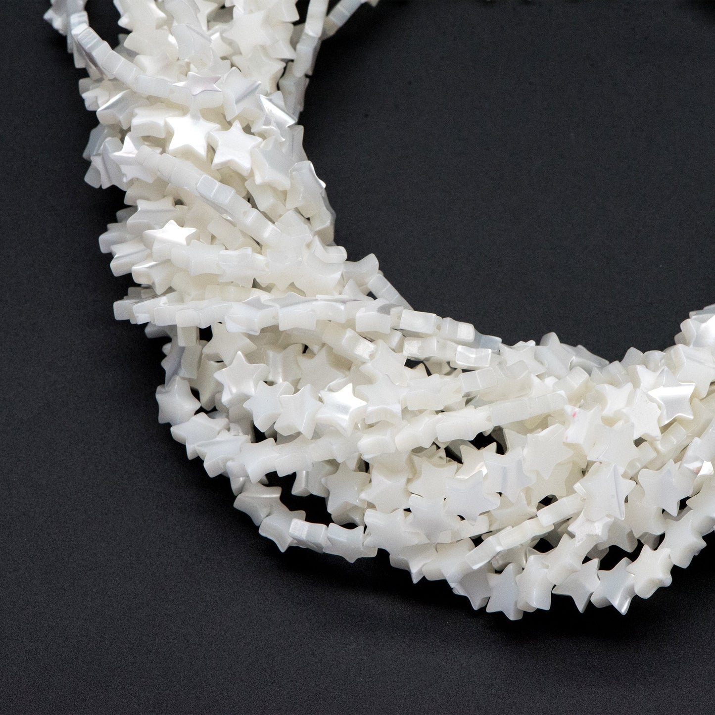 White Mother of Pearl Shell Star beads 8/ 10mm (V1367)/ full strand