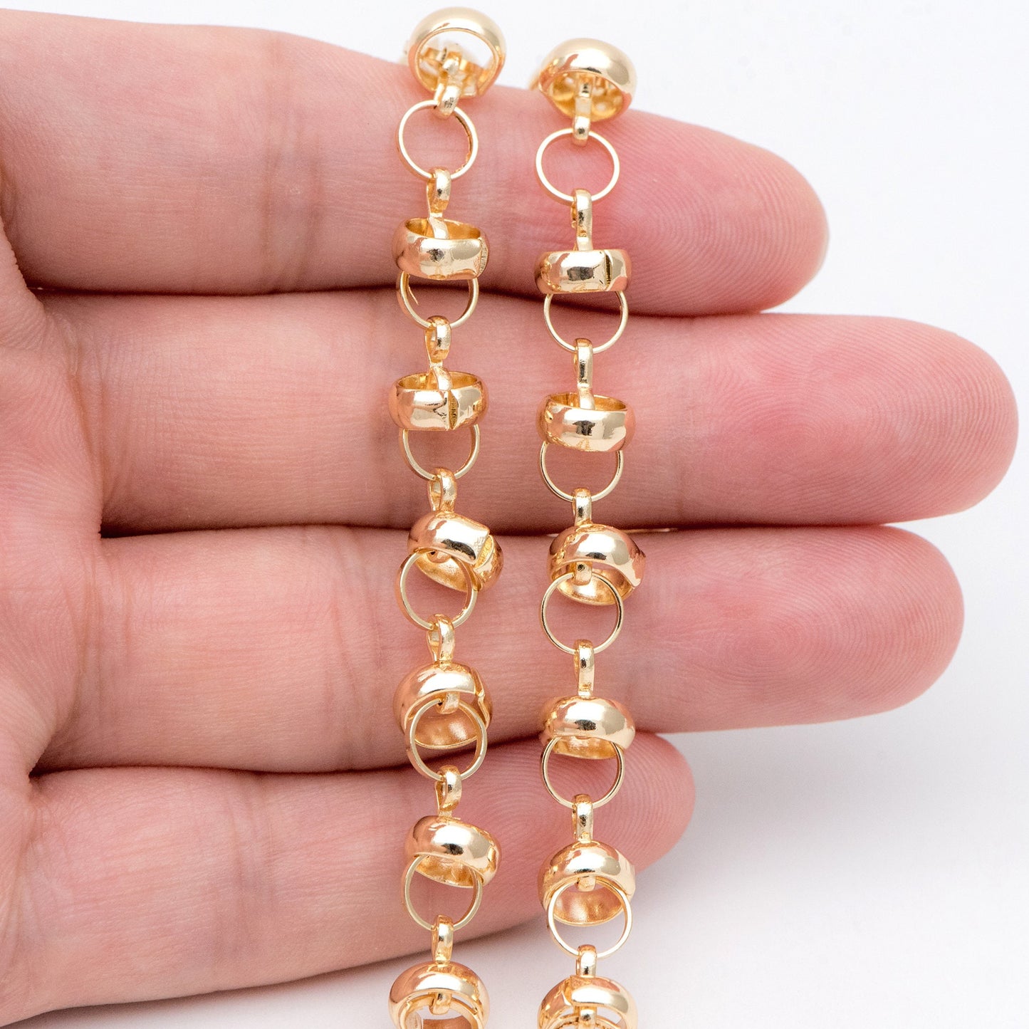 Gold Plated Brass designer Chain, Round Linked Chains, DIY Chain Wholesale (#LK-395)/ 1 Meter=3.3 ft