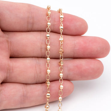 Gold plated Brass Link Chains 2.8mm, Floral Specialty Chains for DIY Necklace (#LK-397)/ 1 Meter=3.3 ft