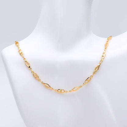 Gold plated Brass Rhombus and Mariner Link Chain, 18K Gold plated Brass Chains (#LK-398)/ 1 Meter=3.3 ft