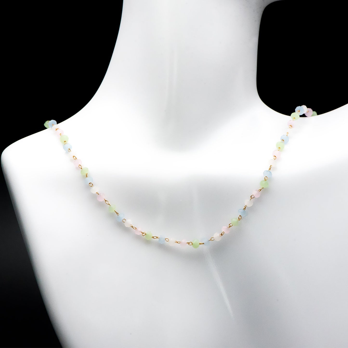 Gold plated Brass Beaded Chains, 3mm Glass Rondelle Beads, Necklace Chain Components (#LK-412-1)/ 1 Meter=3.3 ft