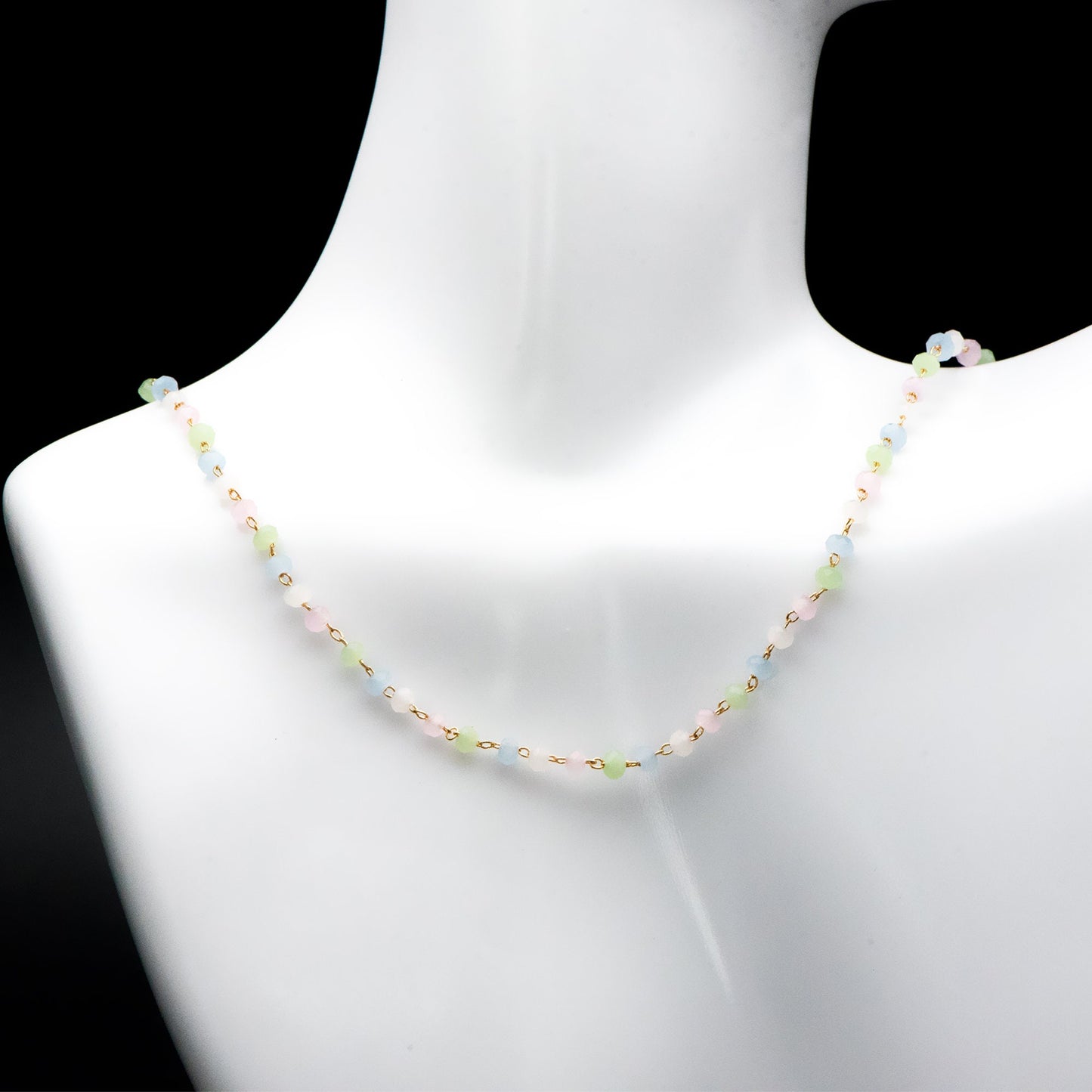 Gold plated Brass Beaded Chains, 3mm Glass Rondelle Beads, Necklace Chain Components (#LK-412-1)/ 1 Meter=3.3 ft